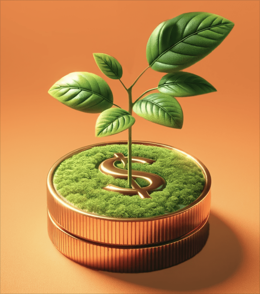 money tree orange background