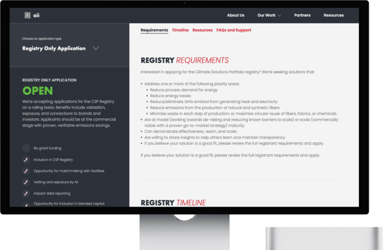 Climate Solutions Portfolio Apparel Impact Institute