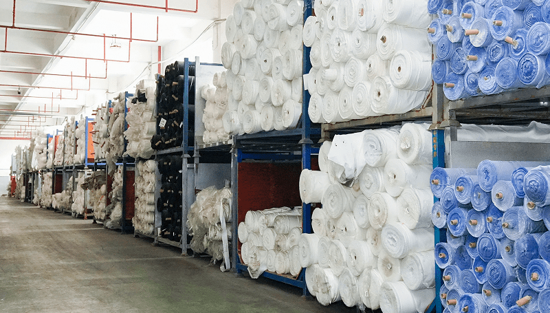 large rolls of fabric aii blue color 1